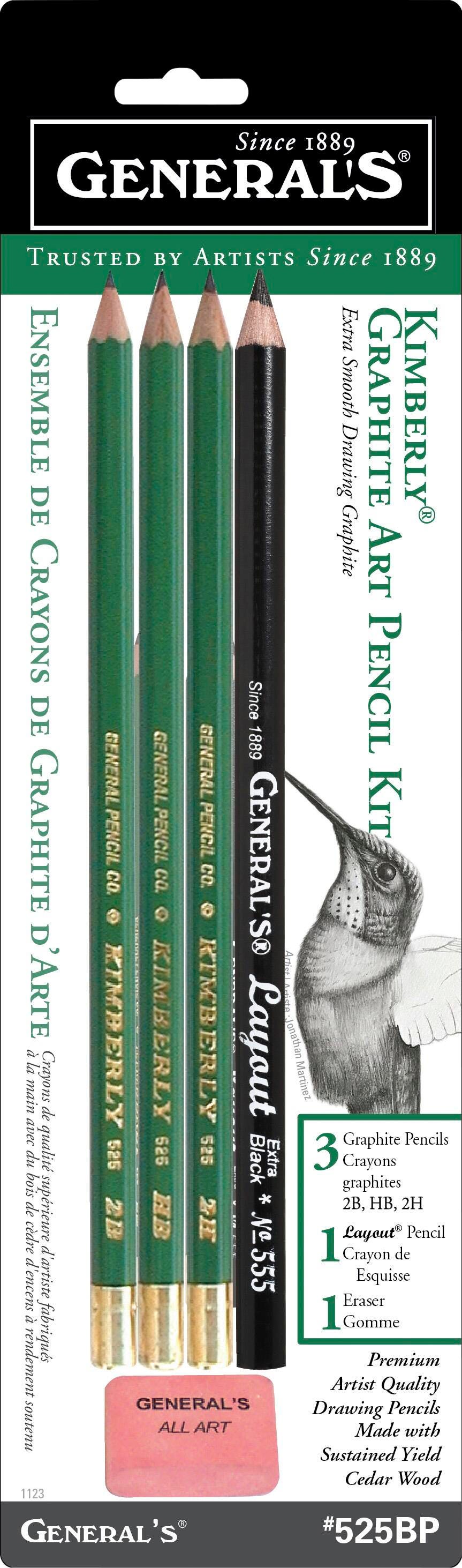 PENCILS DRAWING GRAPHITE GENERALS KIMBERLY ASST HARDNESS SET OF 5