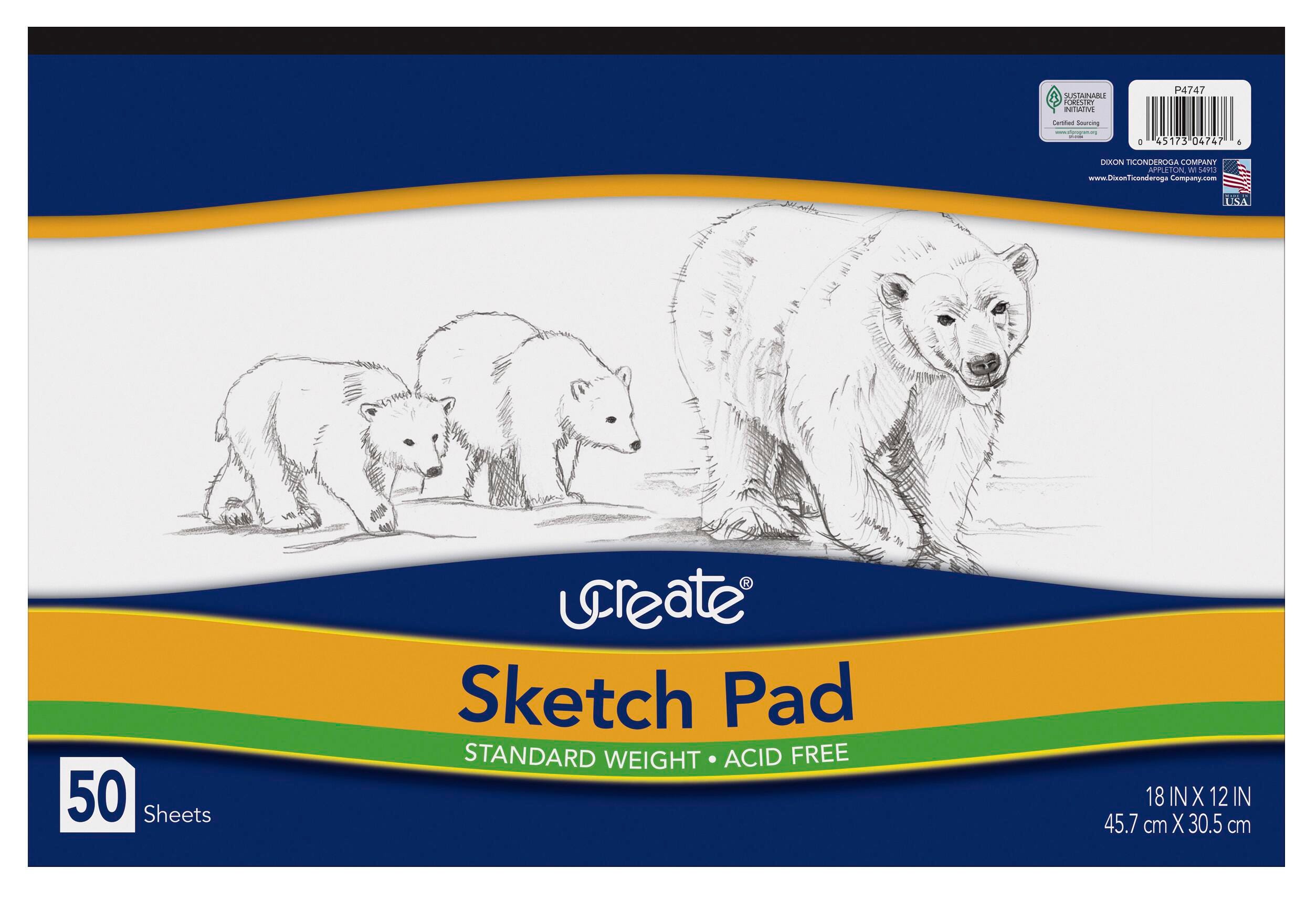 PAPER SKETCH PAD UCREATE 12X18 50 SHEETS