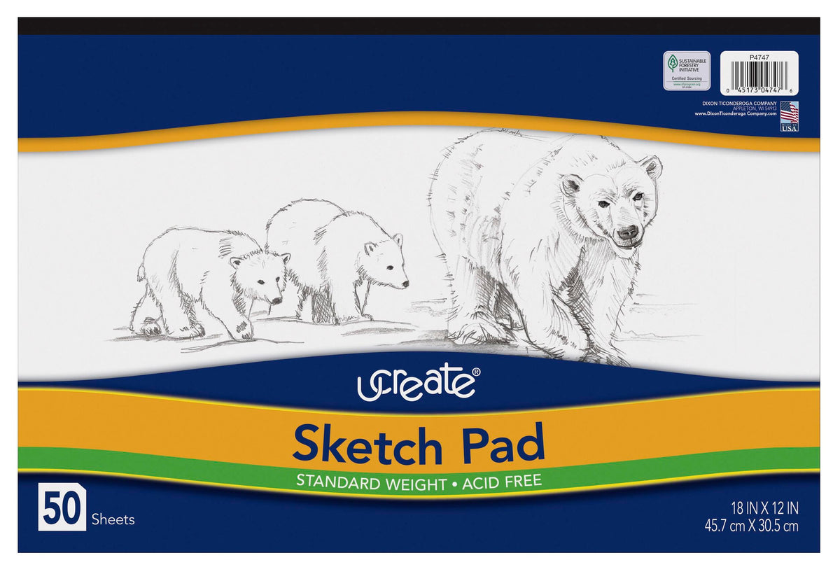 PAPER SKETCH PAD UCREATE 12X18 50 SHEETS
