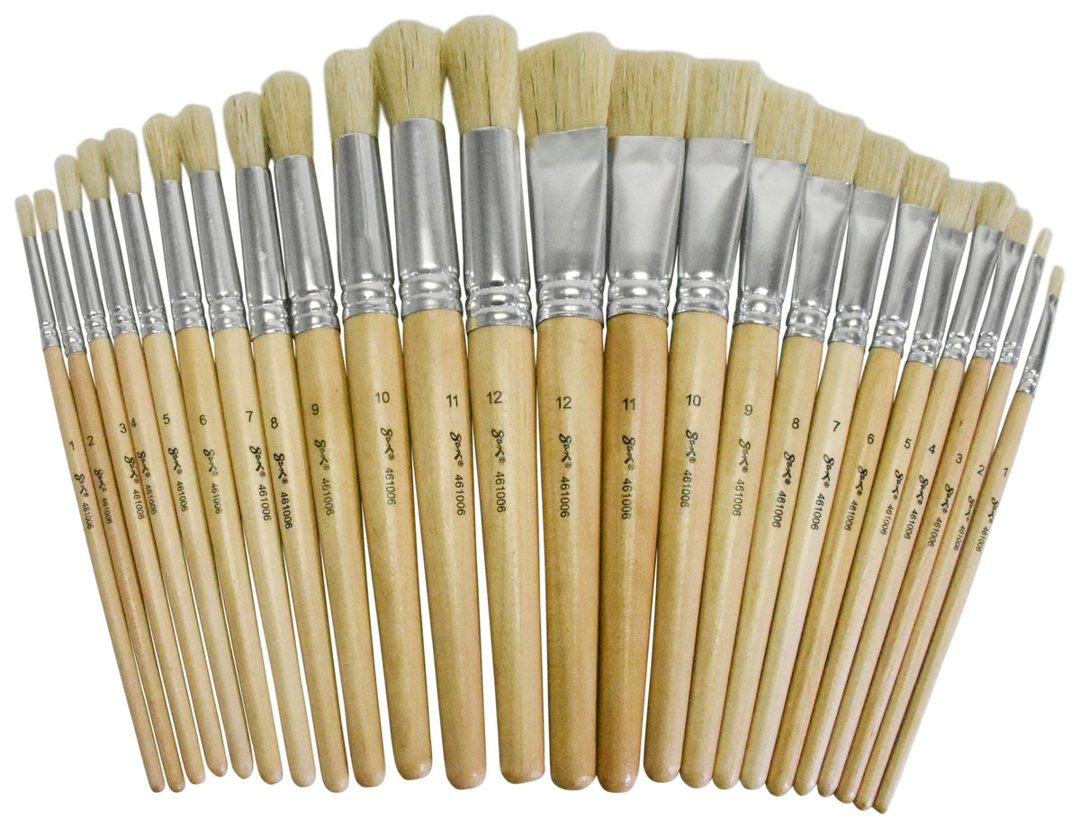 BRUSH WHI BRISTLE SH RND FLAT - SAX PACK OF 24