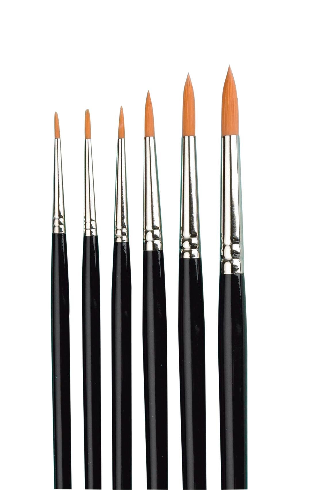 BRUSH GOLDEN TAKLON WATERCOLOR SH RND ASST - SAX SET OF 6