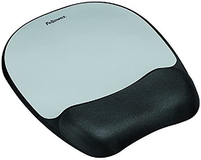FELLOWES MEMORY FOAM MOUE WRIST SUPPORT- SILVER STREAK