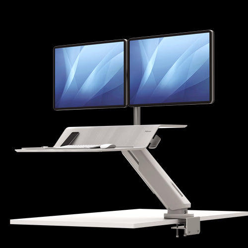 FELLOWES LOTUS RT SIT & STAND WORKSTATION (FOR DUAL MONITIORS) - WHITE