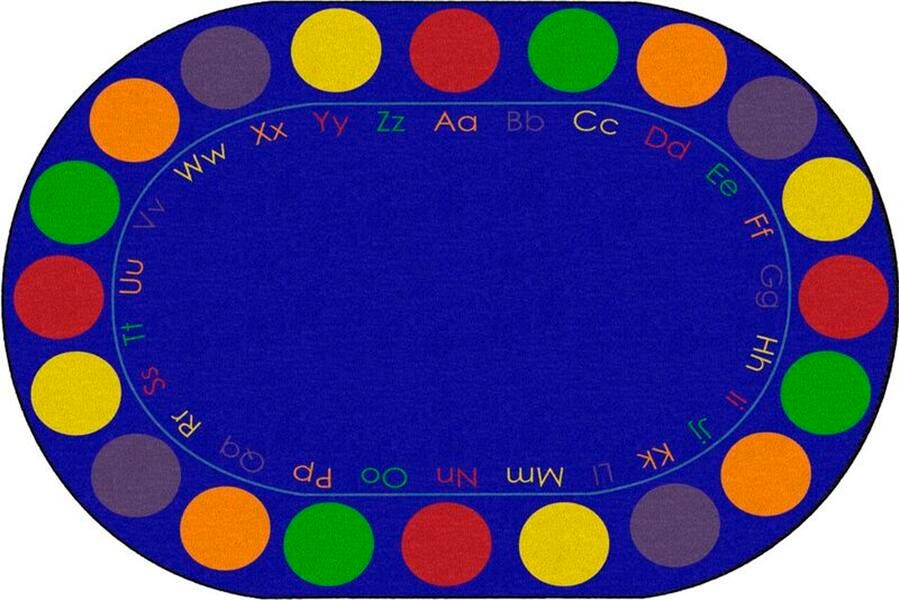 CHILDCRAFT - CARPETS - ALPHABET COLORFUL CIRCLES SEATS - OVAL - 6 FT X 9 FT - SPECIFY NUMBER OF SEATS - SPECIFY COLOR