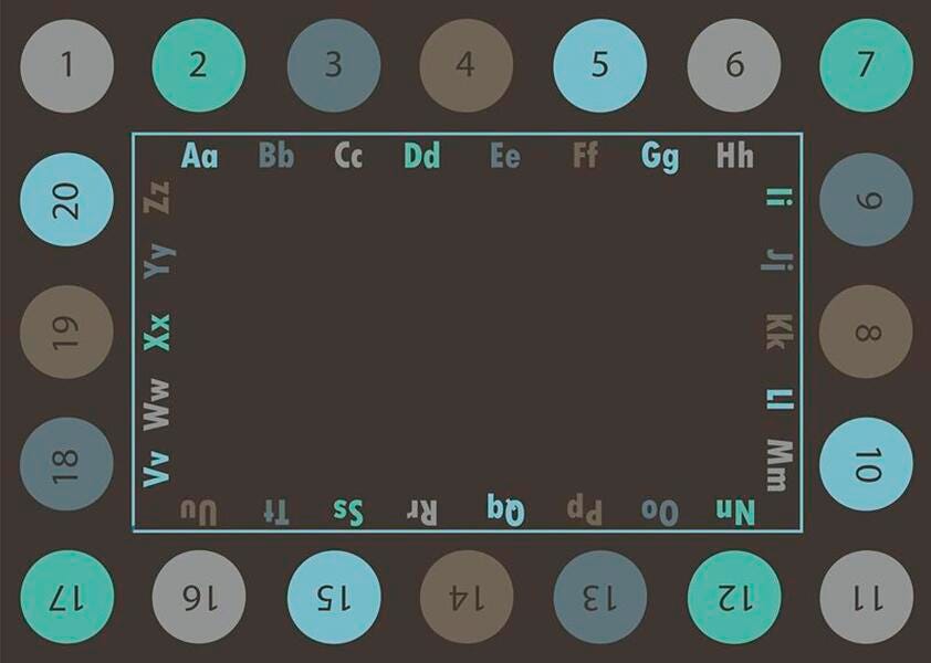 CHILDCRAFT - CARPETS - COLORFUL CIRCLES ABC123 - RECTANGLE - 6 FT X 9 FT - SPECIFY NUMBER OF SEATS - SPECIFY COLOR