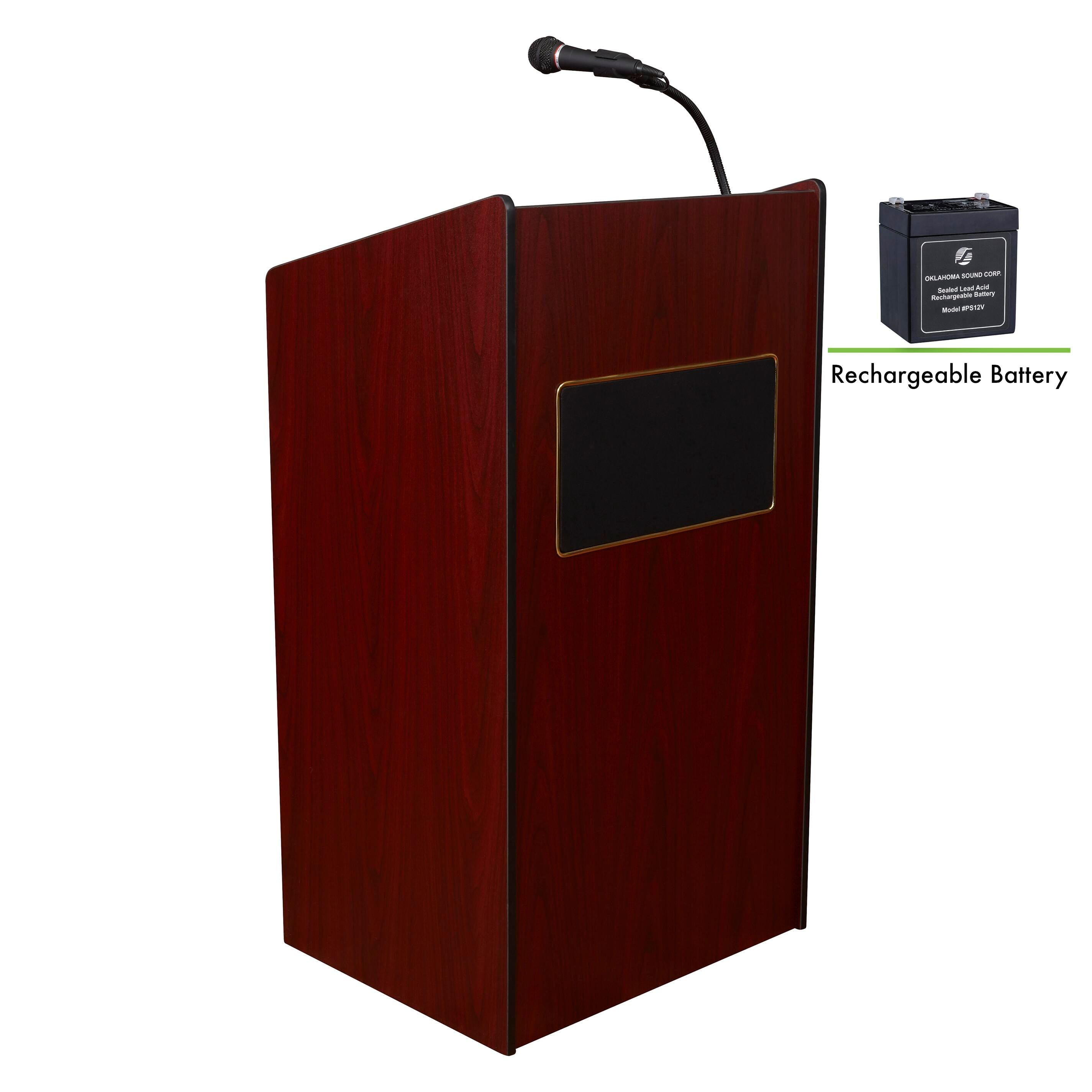 LECTERN - OKLAHOMA SOUND - ARISTOCRAT SOUND LECTERN - RECHARGEABLE BATTERY - SPECIFY SIZE - SPECIFY COLOR - SPECIFY MICROPHONE TYPE