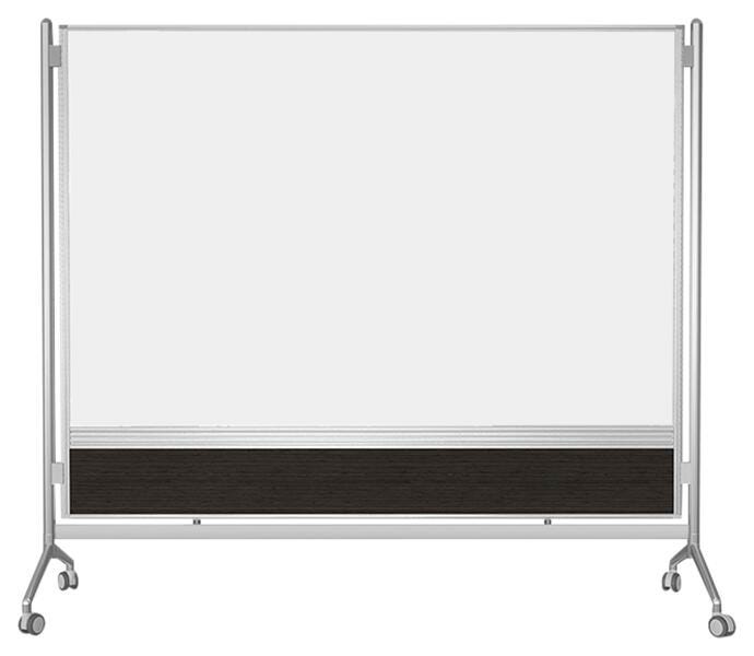 MARKERBOARD - MOORECO - DOC GLASS ROOM DIVIDER - GLOSS WHITE - SILVER FRAME - 6 H X 4 W FT - SPECIFY COLOR