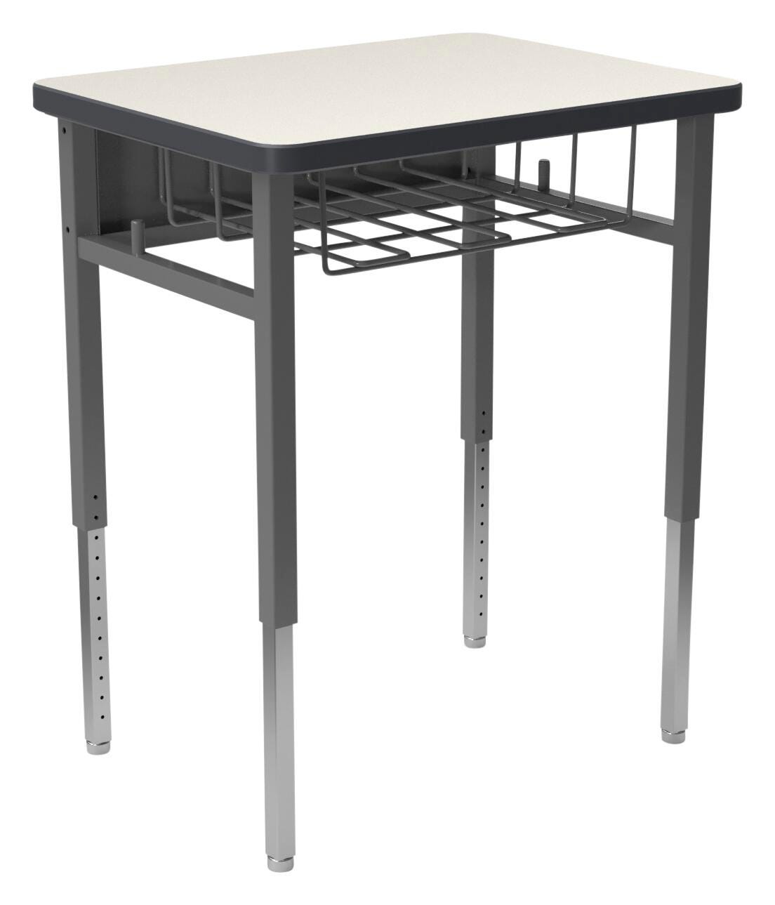 DESK - CLASSROOM SELECT - ADVOCATE SERIES DESK - 4-LEG SINGLE STUDENT - 26 W X 20 D - LAMINATE - T-MOLD - SPECIFY TOP COLOR - SPECIFY EDGE COLOR - BOOKBOX - SPECIFY BOOKBOX TYPE