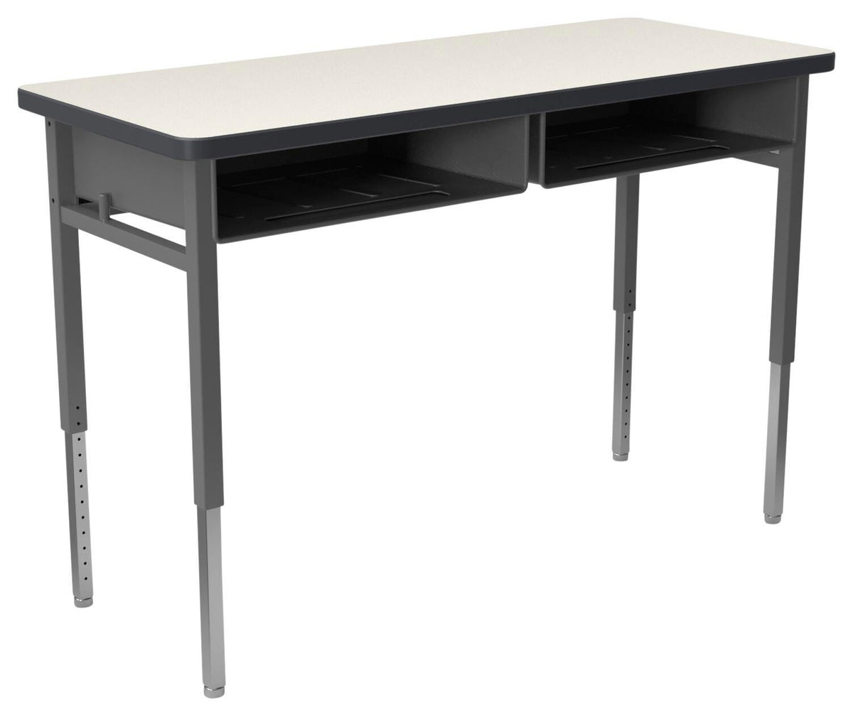 DESK - CLASSROOM SELECT - ADVOCATE SERIES DESK - 4-LEG TWO STUDENT - 48 W X 20 D IN - LAMINATE - T-MOLD - SPECIFY TOP COLOR - SPECIFY EDGE COLOR - BOOKBOX - SPECIFY BOOKBOX TYPE