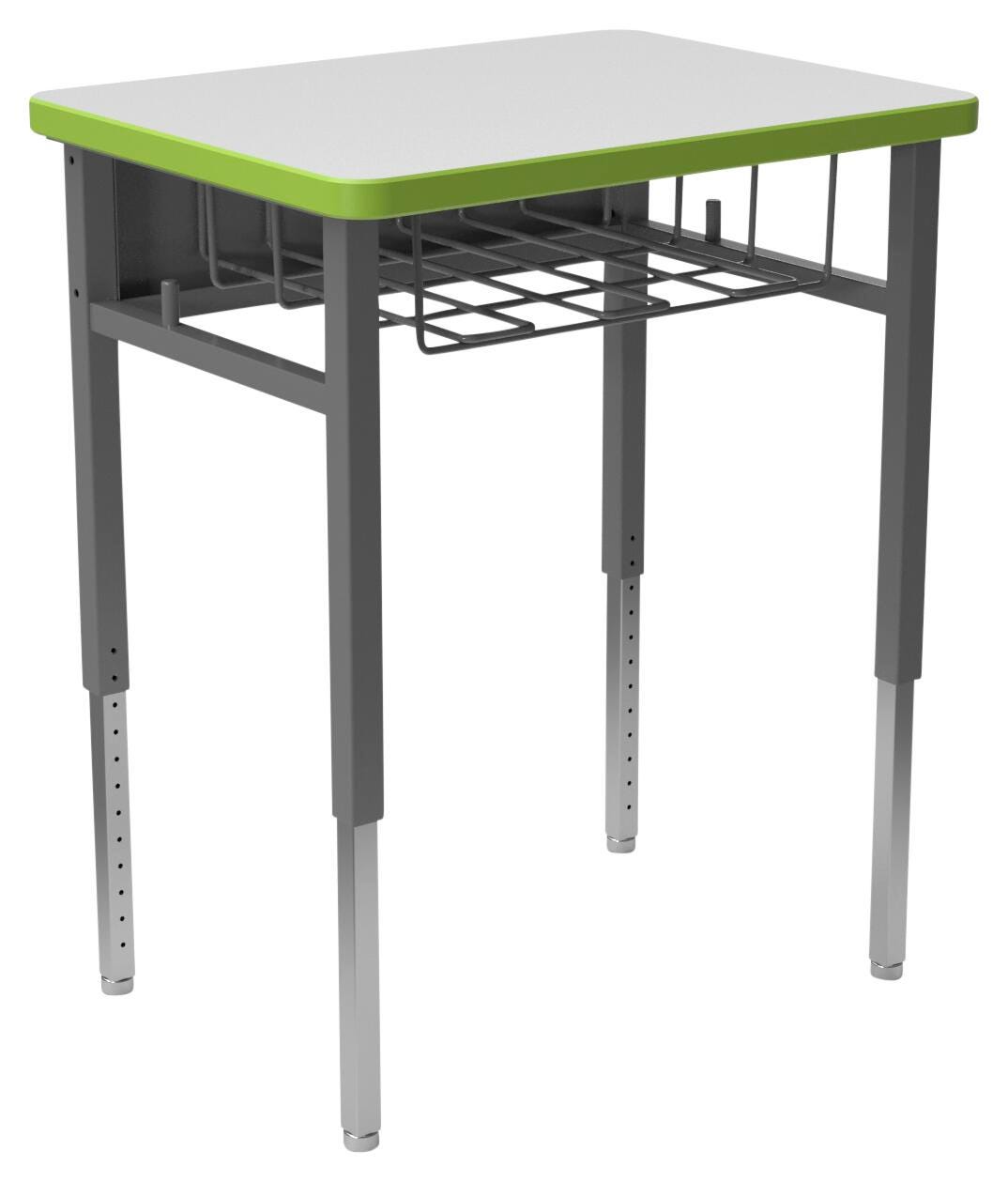 DESK - CLASSROOM SELECT - ADVOCATE SERIES DESK - 4-LEG SINGLE STUDENT - 26 W X 20 D - MARKERBOARD - T-MOLD - SPECIFY TOP COLOR - SPECIFY EDGE COLOR - BOOKBOX - SPECIFY BOOKBOX TYPE