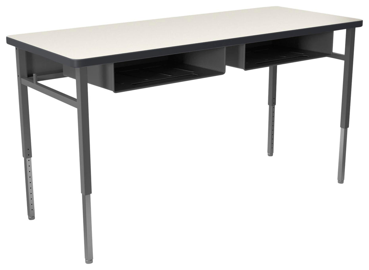 DESK - CLASSROOM SELECT - ADVOCATE SERIES DESK - 4-LEG TWO STUDENT - 60 W X 24 D IN - LAMINATE - T-MOLD - SPECIFY TOP COLOR - SPECIFY EDGE COLOR - BOOKBOX - SPECIFY BOOKBOX TYPE