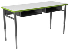 DESK - CLASSROOM SELECT - ADVOCATE SERIES DESK - 4-LEG TWO STUDENT - 60 W X 24 D IN - MARKERBOARD - T-MOLD - SPECIFY TOP COLOR - SPECIFY EDGE COLOR - BOOKBOX - SPECIFY BOOKBOX TYPE