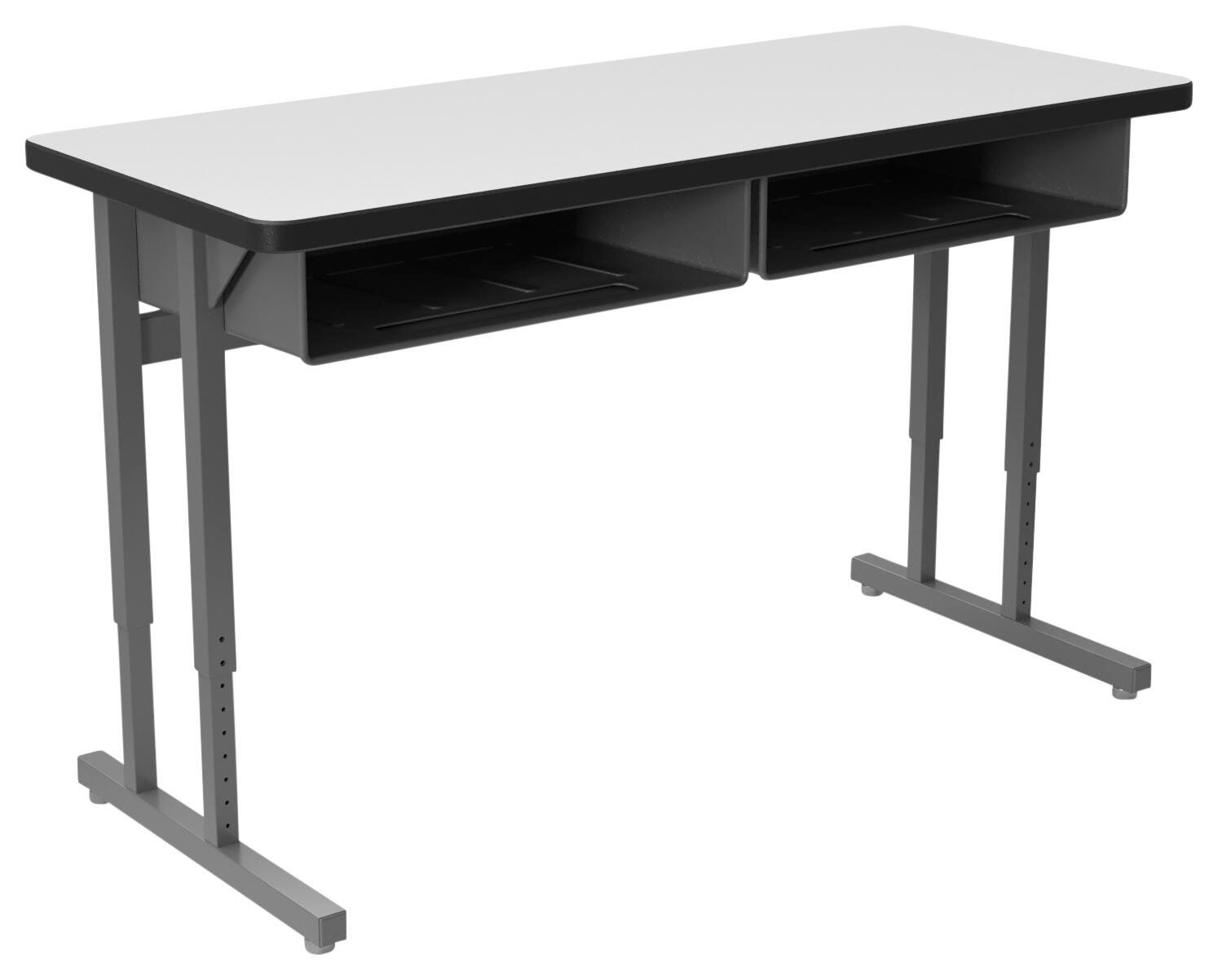 DESK - CLASSROOM SELECT - ADVOCATE SERIES DESK - PEDESTAL LEG TWO STUDENT - 48 W X 20 D IN - MARKERBOARD - LOCKEDGE - SPECIFY TOP COLOR - SPECIFY EDGE COLOR - BOOKBOX - SPECIFY BOOKBOX TYPE