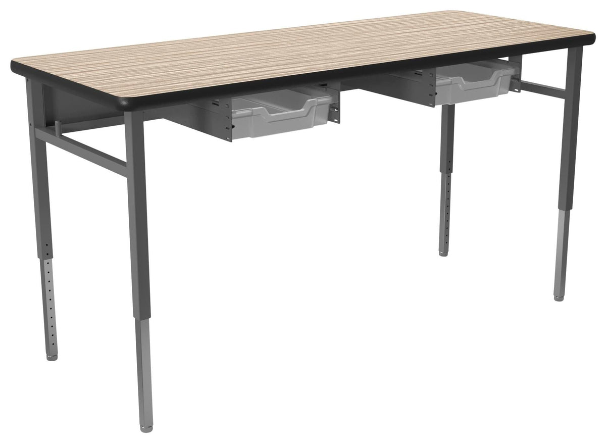 DESK - CLASSROOM SELECT - ADVOCATE SERIES DESK - 4-LEG TWO STUDENT - 60 W X 24 D IN - LAMINATE - LOCKEDGE - SPECIFY TOP COLOR - SPECIFY EDGE COLOR - TOTE RAILS