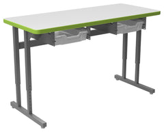 DESK - CLASSROOM SELECT - ADVOCATE SERIES DESK - PEDESTAL LEG TWO STUDENT - 48 W X 20 D IN - MARKERBOARD - T-MOLD - SPECIFY TOP COLOR - SPECIFY EDGE COLOR - TOTE RAILS