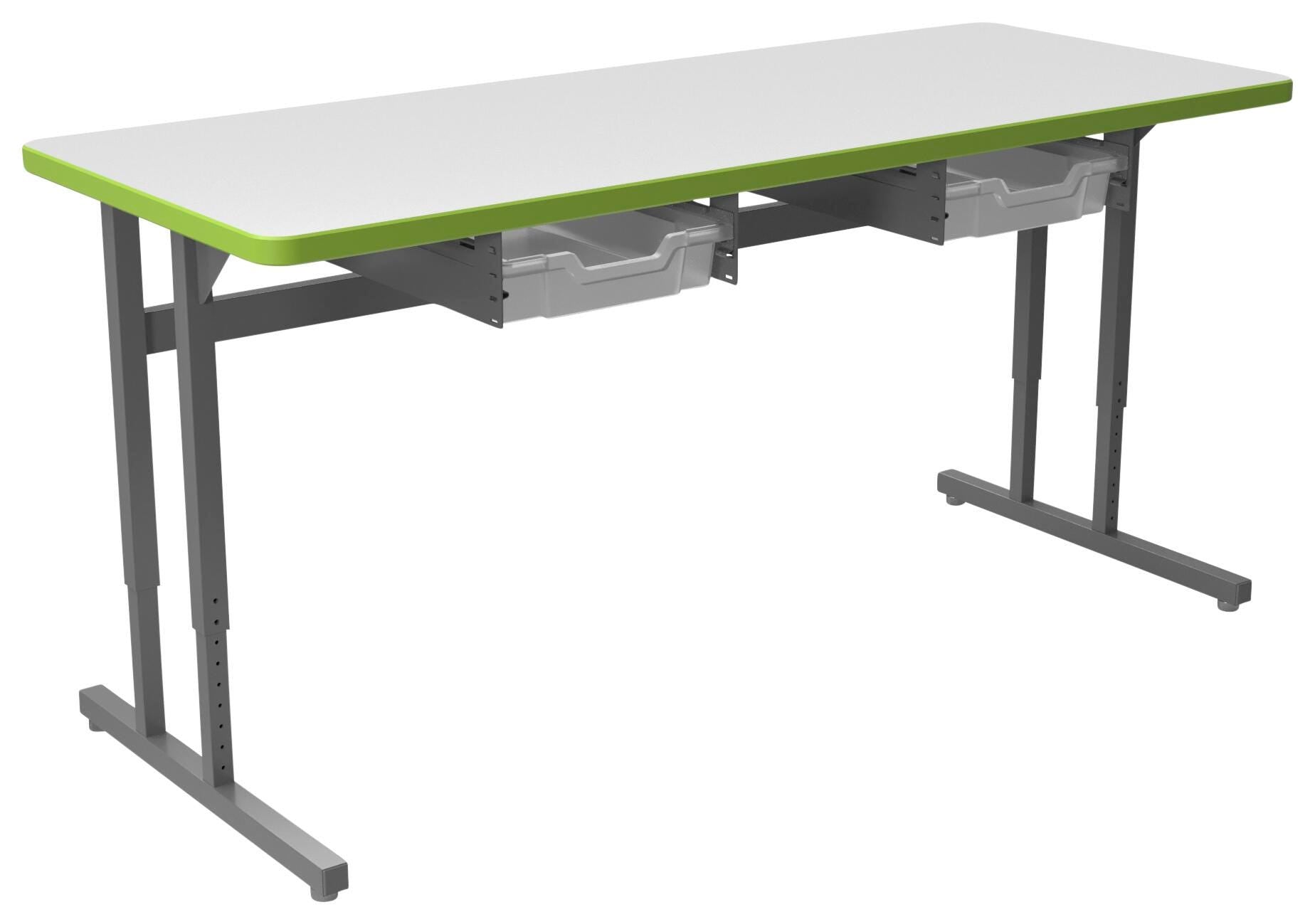 DESK - CLASSROOM SELECT - ADVOCATE SERIES DESK - PEDESTAL LEG TWO STUDENT - 60 W X 24 D IN - MARKERBOARD - T-MOLD - SPECIFY TOP COLOR - SPECIFY EDGE COLOR - TOTE RAILS