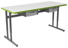 DESK - CLASSROOM SELECT - ADVOCATE SERIES DESK - PEDESTAL LEG TWO STUDENT - 60 W X 24 D IN - MARKERBOARD - T-MOLD - SPECIFY TOP COLOR - SPECIFY EDGE COLOR - TOTE RAILS