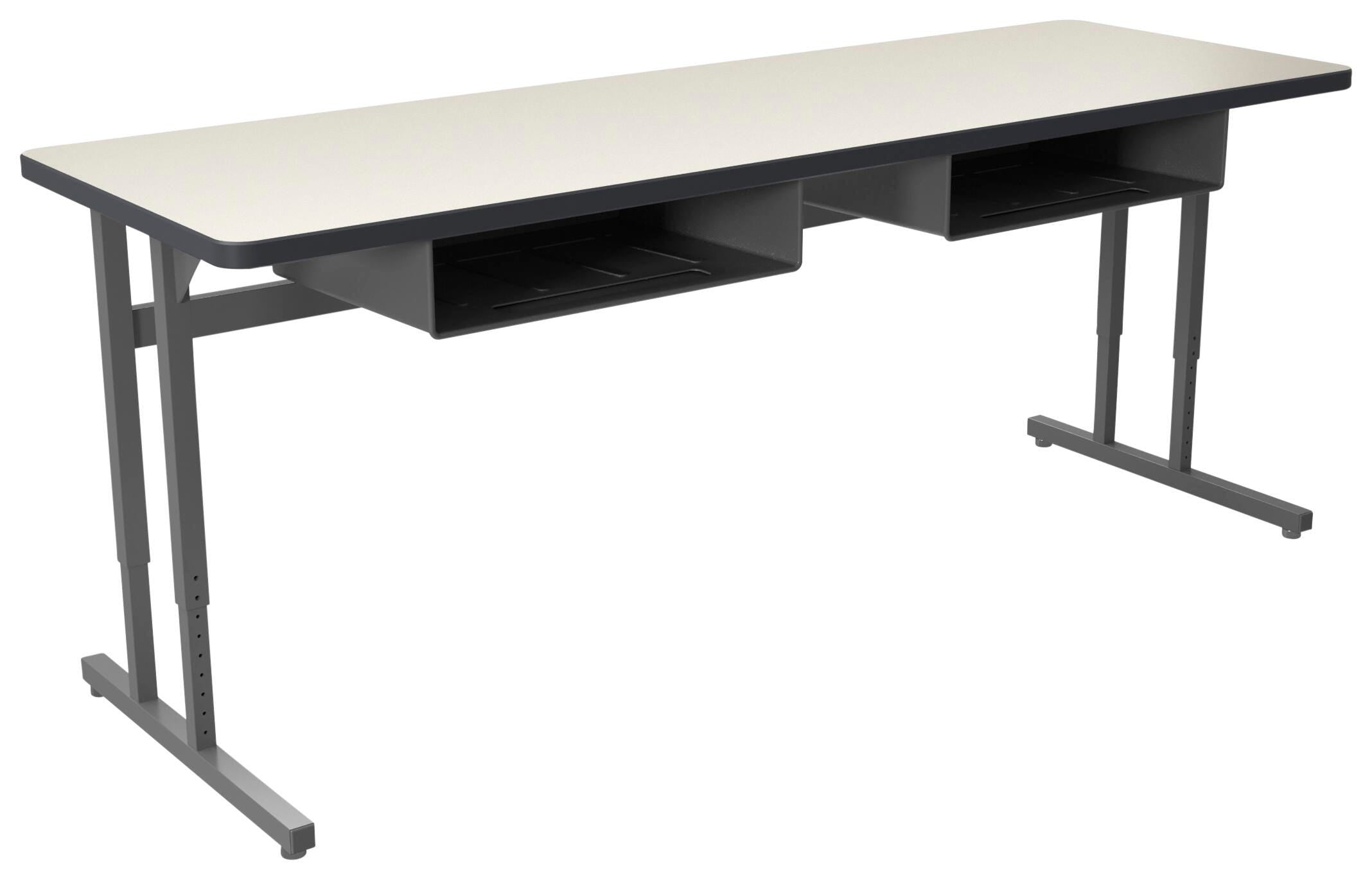 DESK - CLASSROOM SELECT - ADVOCATE SERIES DESK - PEDESTAL LEG TWO STUDENT - 72 W X 24 D IN - LAMINATE - T-MOLD - SPECIFY TOP COLOR - SPECIFY EDGE COLOR - BOOKBOX - SPECIFY BOOKBOX TYPE