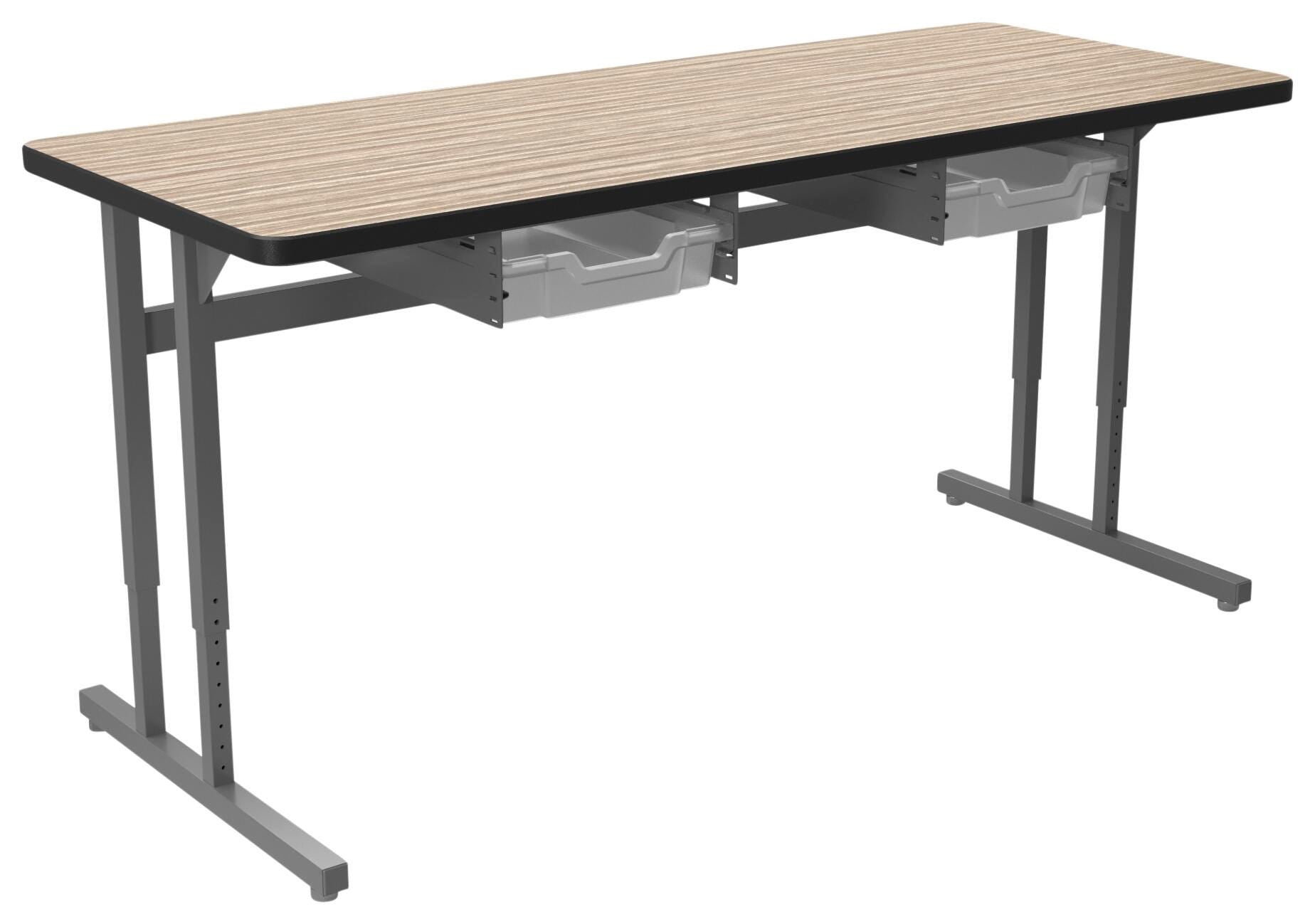 DESK - CLASSROOM SELECT - ADVOCATE SERIES DESK - PEDESTAL LEG TWO STUDENT - 60 W X 24 D IN - LAMINATE - LOCKEDGE - SPECIFY TOP COLOR - SPECIFY EDGE COLOR - TOTE RAILS