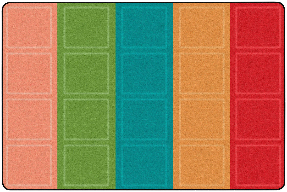 CHILDCRAFT - CARPETS - RAINBOW-COLORED SQUARES - RECTANGLE - 6 FT X 9 FT - SPECIFY NUMBER OF SEATS - SPECIFY COLOR