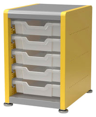 CLASSROOM SELECT - GEODE SERIES STORAGE CABINET - SHORT - SINGLE WIDE - FIVE 3-IN TOTES - OPEN - SPECIFY SIDE PANEL COLOR - STANDARD - GLIDE