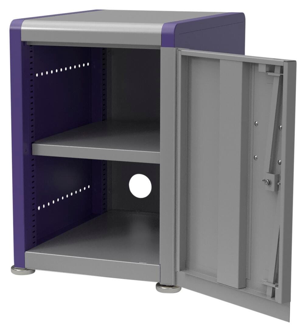 CLASSROOM SELECT - GEODE SERIES STORAGE CABINET - SHORT - SINGLE WIDE - ONE SHELF - DOOR - SPECIFY SIDE PANEL COLOR - STANDARD - GLIDE