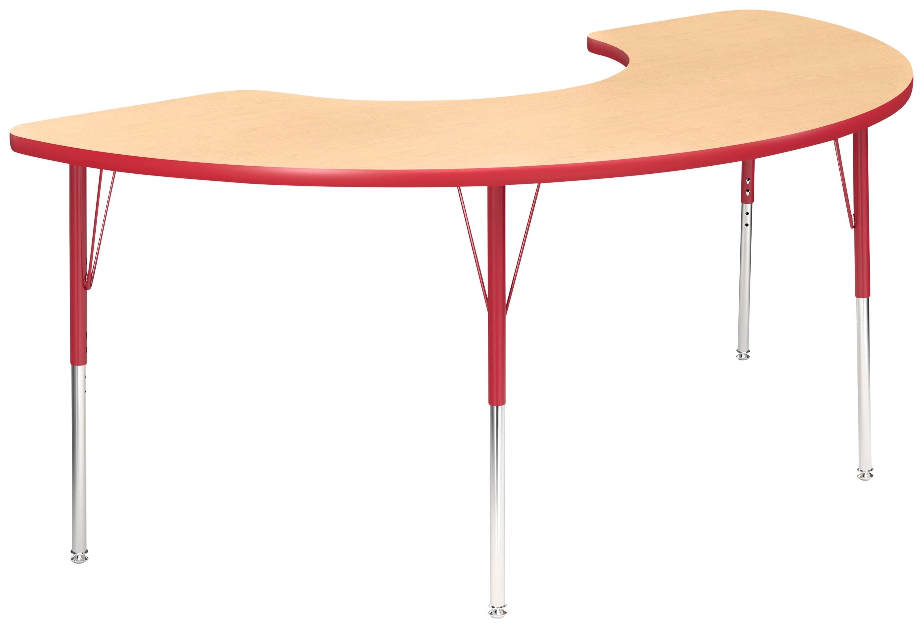 TABLE - CLASSROOM SELECT - HALF MOON ACTIVITY TABLE - 72 X 36 - SPECIFY PRODUCT HEIGHT - LAMINATE - T-MOLD - SPECIFY TOP COLOR - SPECIFY EDGE COLOR - SPECIFY LEG COLOR - STANDARD