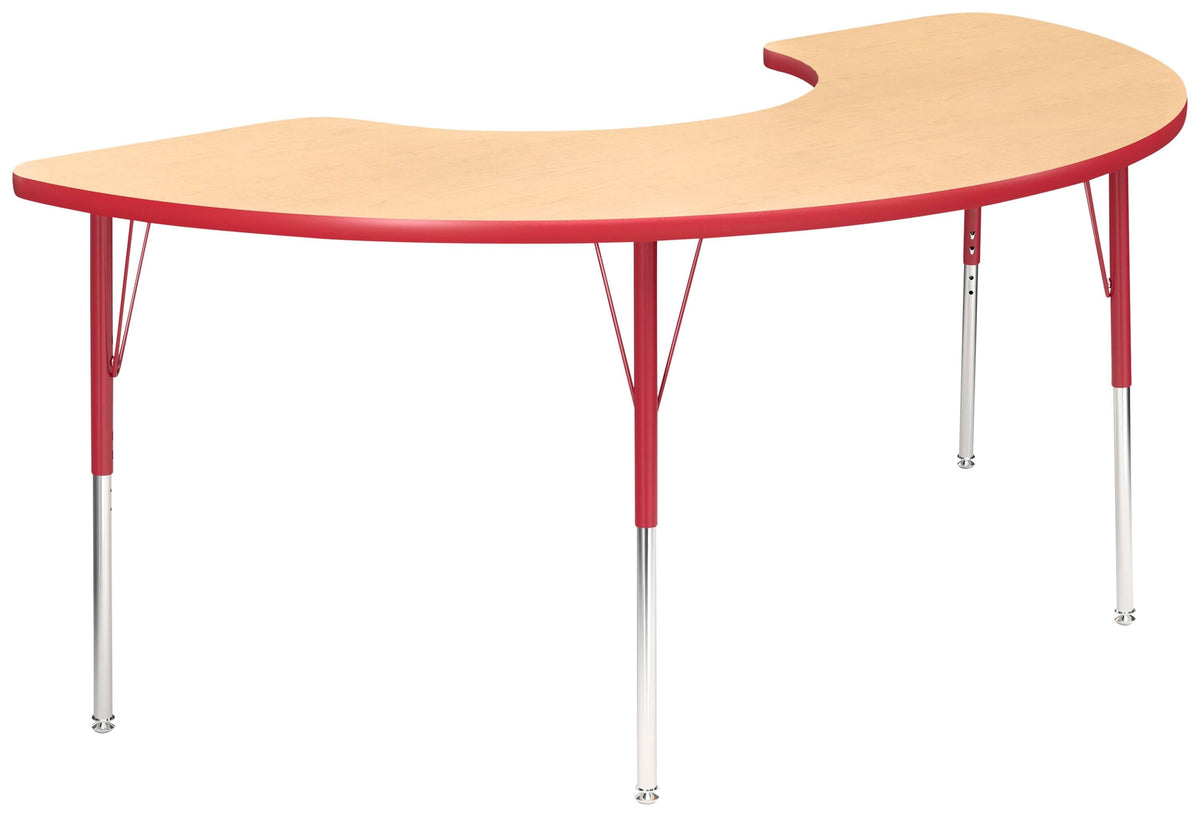 TABLE - CLASSROOM SELECT - HALF MOON ACTIVITY TABLE - 72 X 36 - SPECIFY PRODUCT HEIGHT - LAMINATE - T-MOLD - SPECIFY TOP COLOR - SPECIFY EDGE COLOR - SPECIFY LEG COLOR - STANDARD