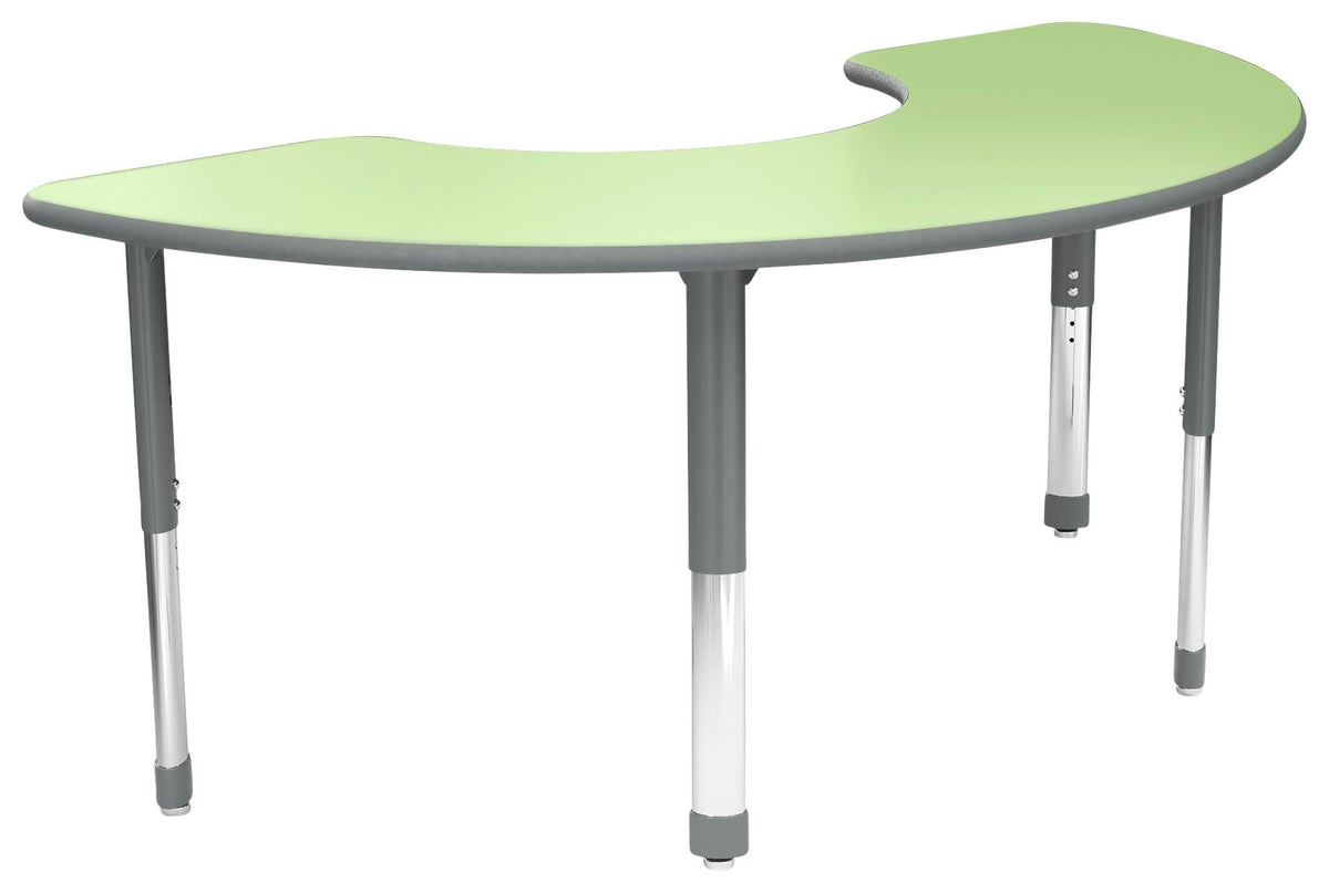 TABLE - CLASSROOM SELECT - HALF MOON ACTIVITY TABLE - 72 X 36 - SPECIFY PRODUCT HEIGHT - LAMINATE - T-MOLD - SPECIFY TOP COLOR - SPECIFY EDGE COLOR - SPECIFY LEG COLOR - NEOCLASS