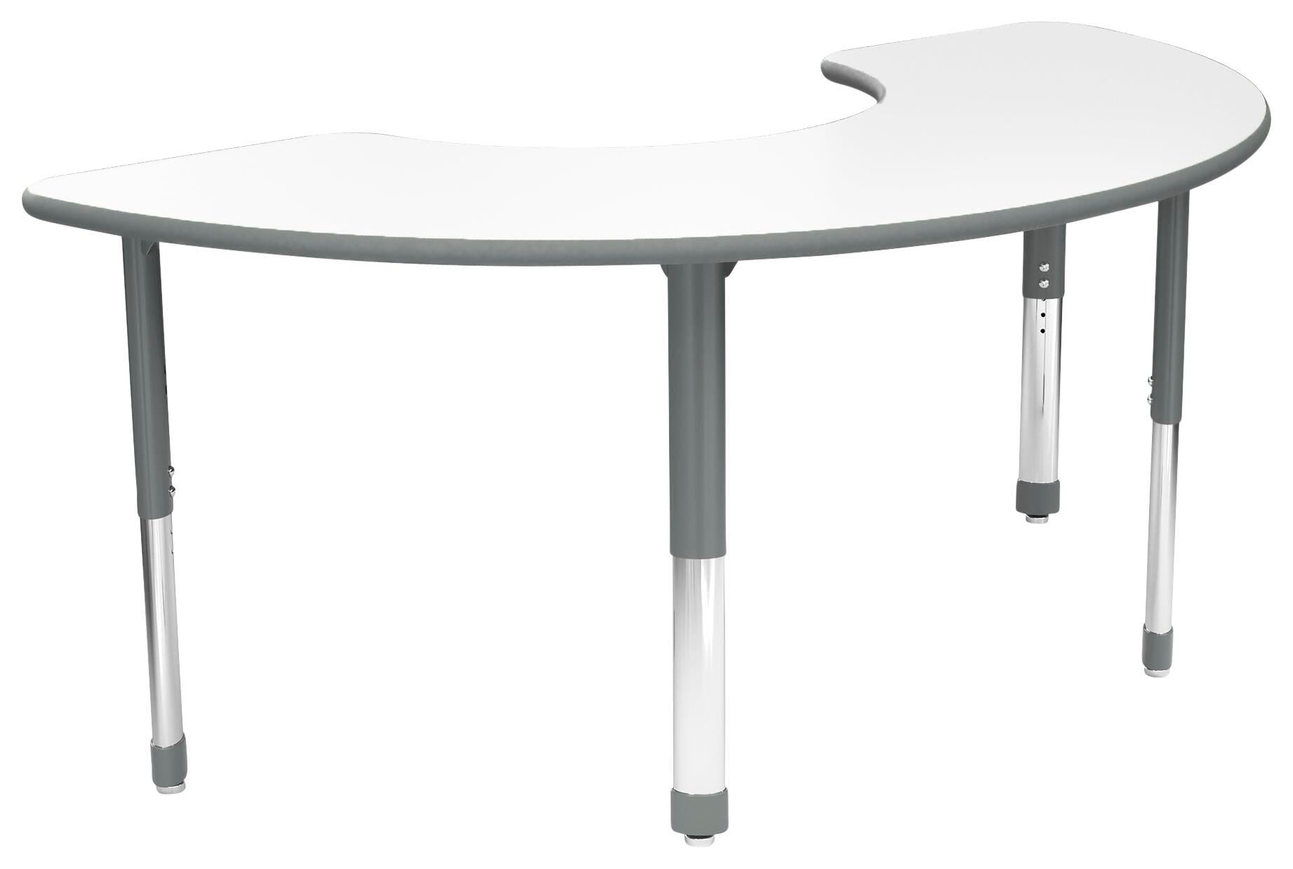 TABLE - CLASSROOM SELECT - HALF MOON ACTIVITY TABLE - 72 X 36 - SPECIFY PRODUCT HEIGHT - MARKERBOARD - T-MOLD - SPECIFY TOP COLOR - SPECIFY EDGE COLOR - SPECIFY LEG COLOR - NEOCLASS