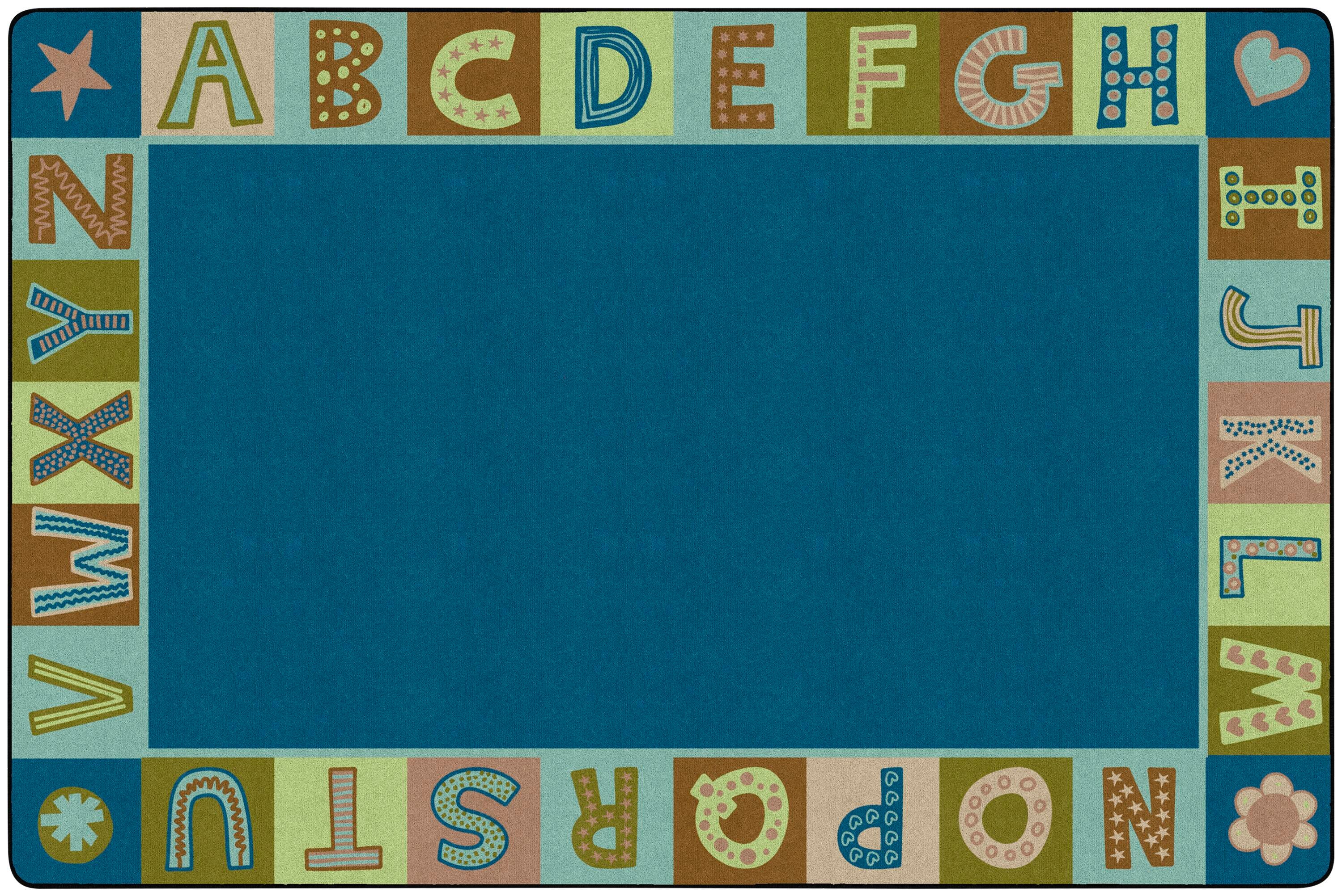 CHILDCRAFT - CARPETS - ALPHABET BLOCKS BORDER - RECTANGLE - 6 FT X 9 FT - SPECIFY COLOR