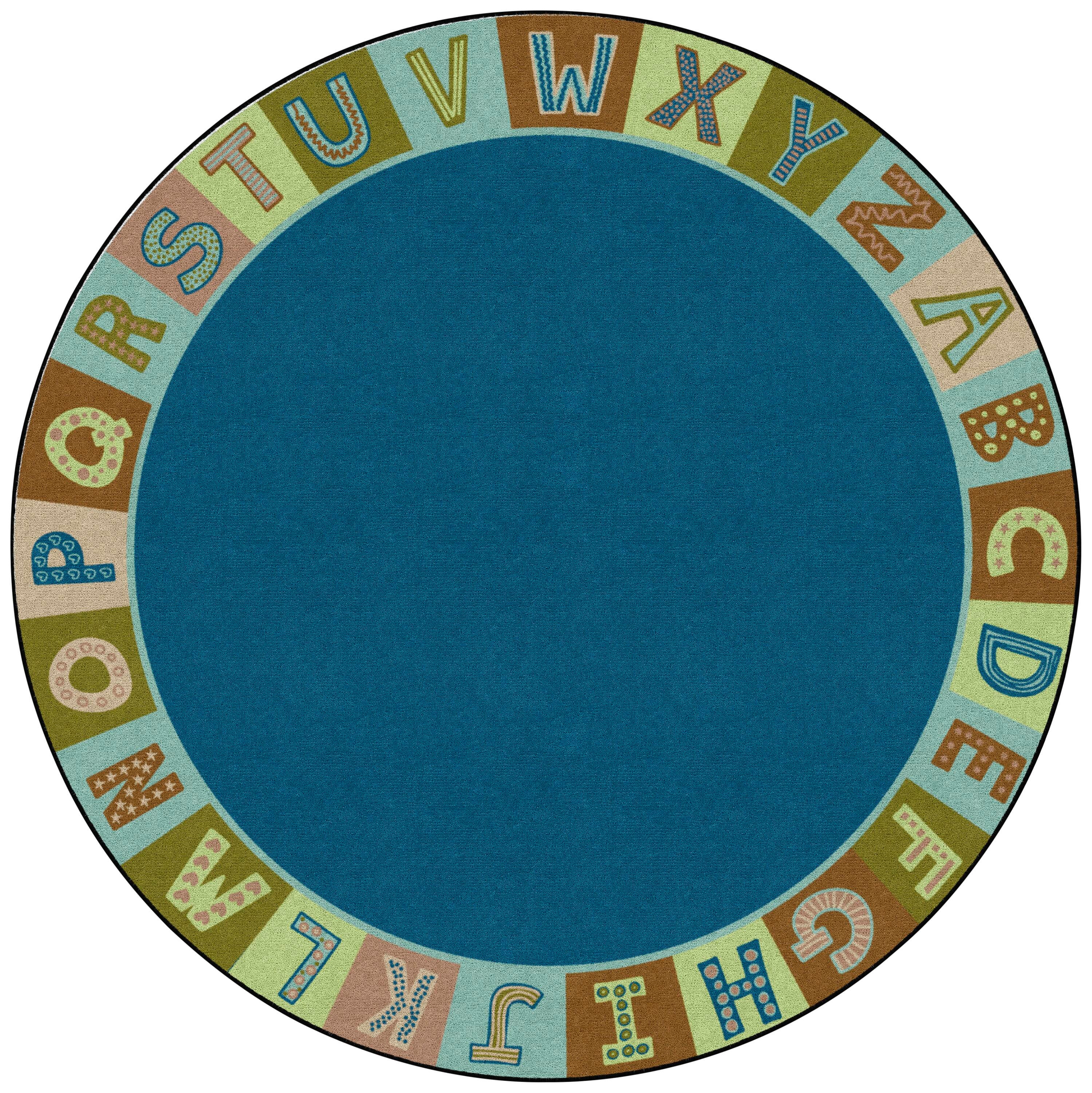 CHILDCRAFT - CARPETS - ALPHABET BLOCKS BORDER - ROUND - 6 FT DIA - SPECIFY COLOR