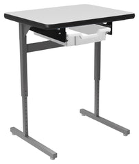 DESK - CLASSROOM SELECT - ADVOCATE SERIES DESK - PEDESTAL LEG STANDING HEIGHT SINGLE STUDENT - 26 W X 20 D - MARKERBOARD - LOCKEDGE - SPECIFY TOP COLOR - SPECIFY EDGE COLOR - TOTE RAILS