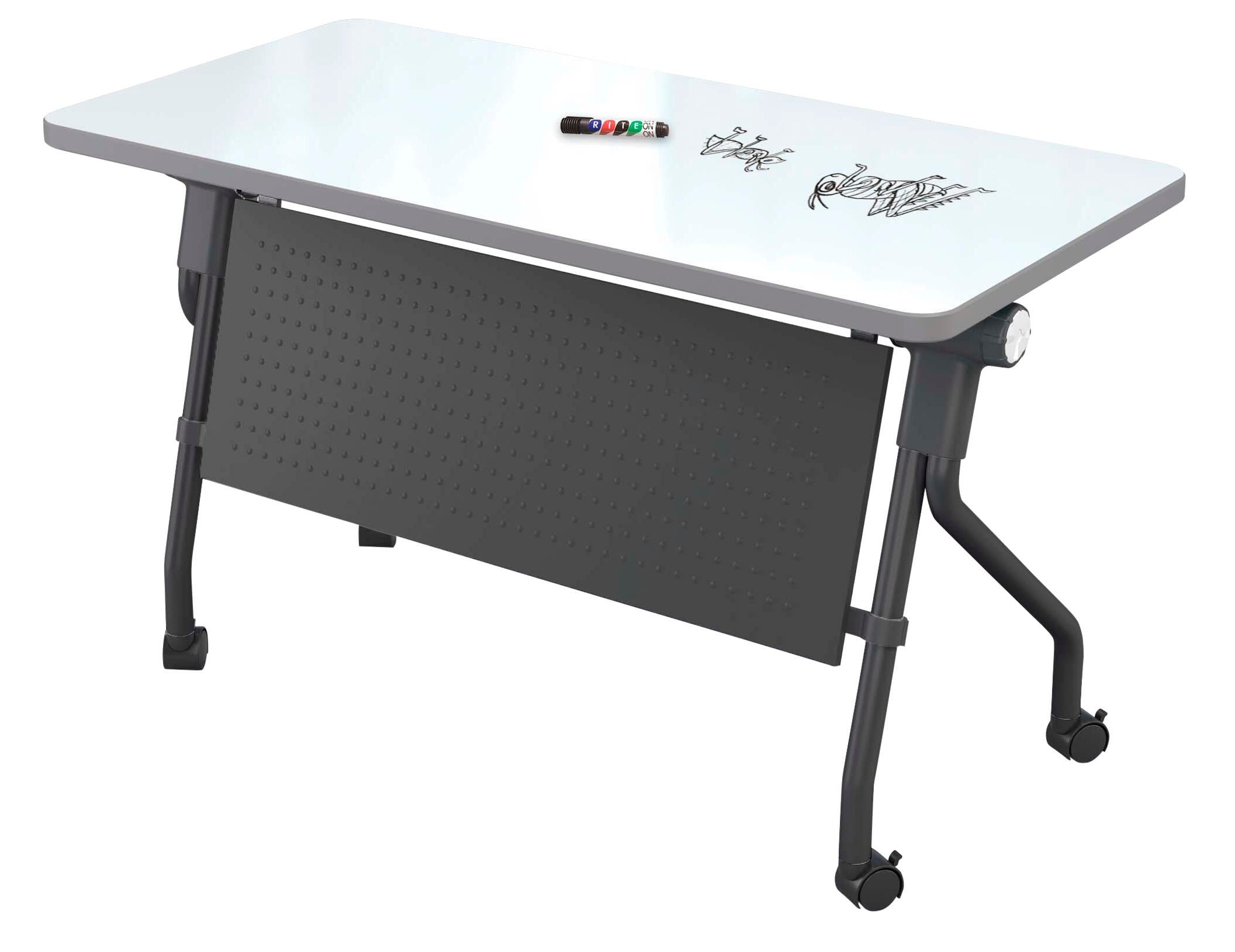 DESK - CLASSROOM SELECT - TILT-N-NEST EZ-TWIST FOLDABLE DESK - 48 W X 24 D - MARKERBOARD - SPECIFY TOP COLOR - T-MOLD - SPECIFY EDGE COLOR
