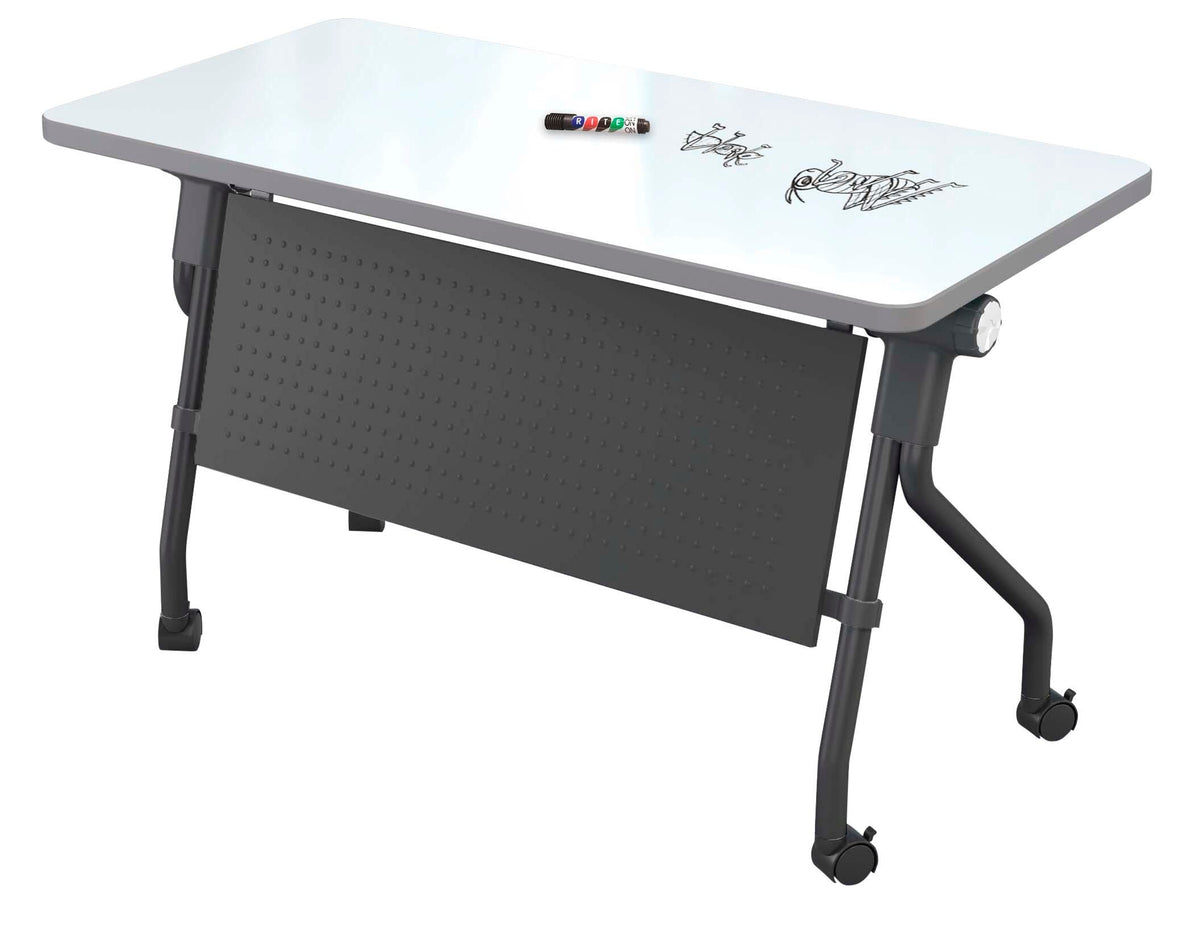 DESK - CLASSROOM SELECT - TILT-N-NEST EZ-TWIST FOLDABLE DESK - 48 W X 24 D - MARKERBOARD - SPECIFY TOP COLOR - T-MOLD - SPECIFY EDGE COLOR