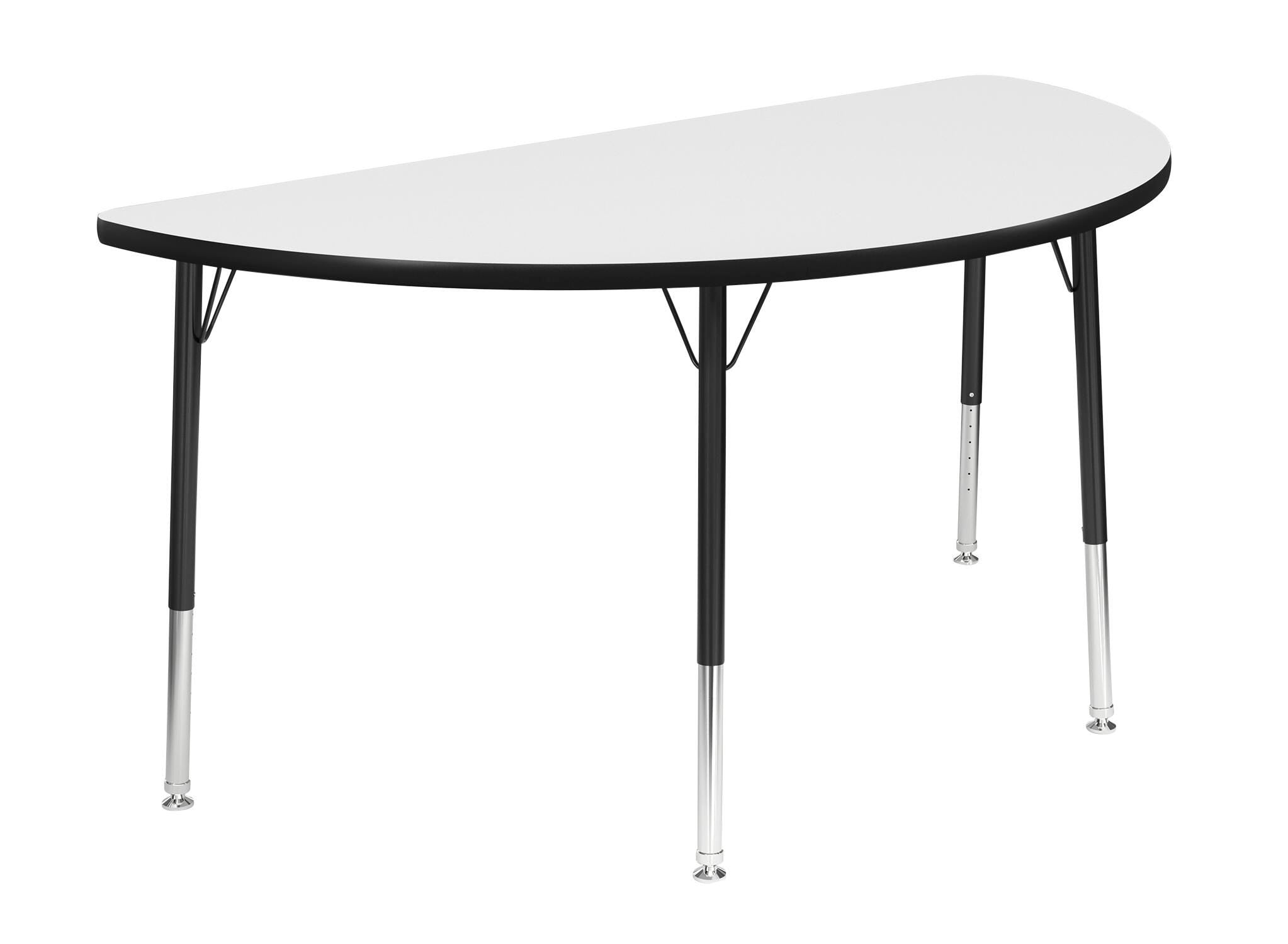 TABLE - CLASSROOM SELECT - HALF ROUND ACTIVITY TABLE - 60 X 30 - SPECIFY PRODUCT HEIGHT - MARKERBOARD - T-MOLD - SPECIFY TOP COLOR - SPECIFY EDGE COLOR - SPECIFY LEG COLOR - STANDARD