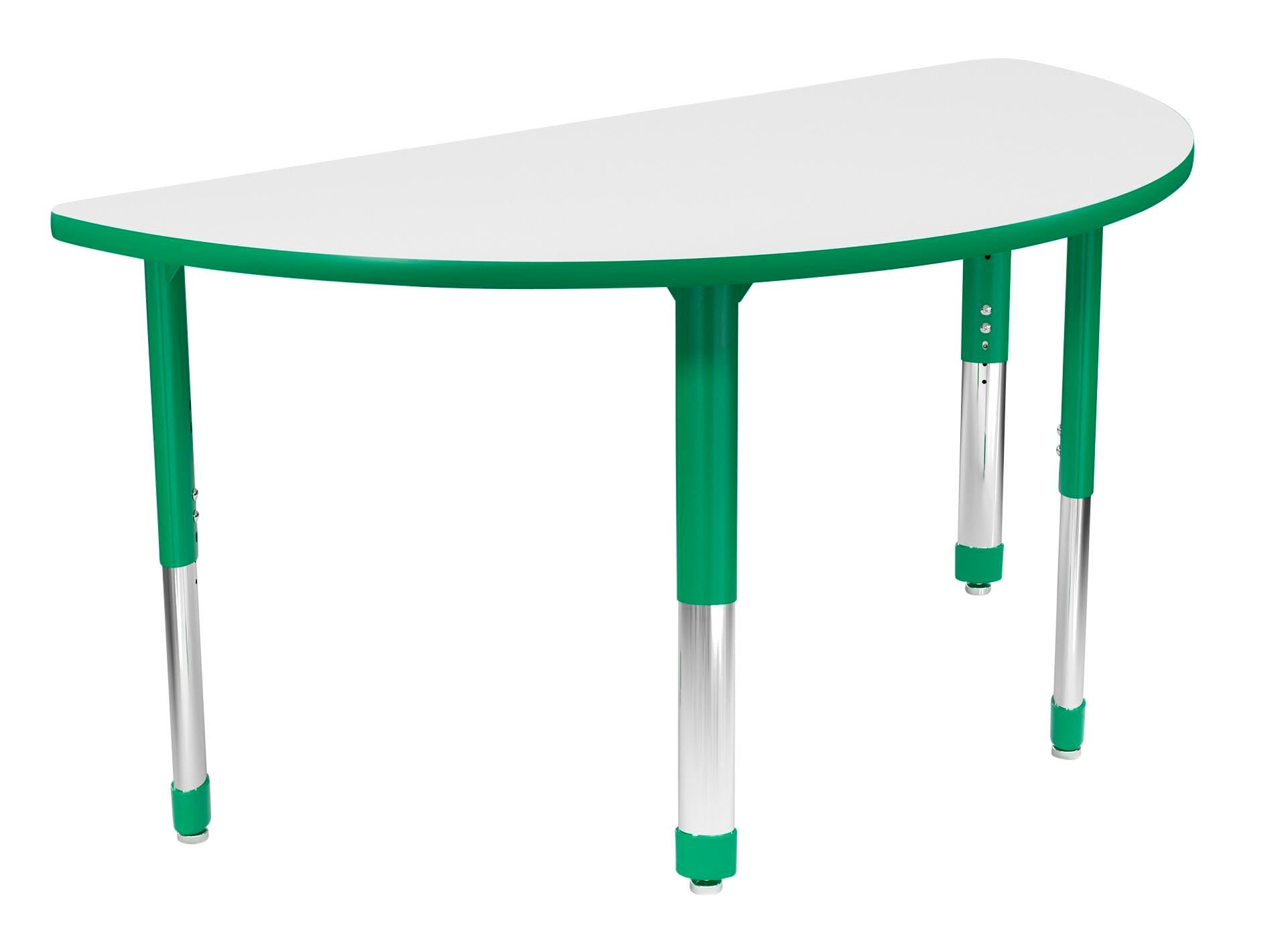TABLE - CLASSROOM SELECT - HALF ROUND ACTIVITY TABLE - 60 X 30 - SPECIFY PRODUCT HEIGHT - MARKERBOARD - T-MOLD - SPECIFY TOP COLOR - SPECIFY EDGE COLOR - SPECIFY LEG COLOR - NEOCLASS