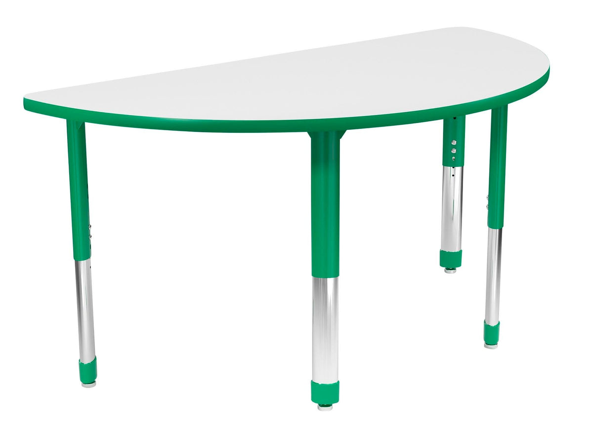 TABLE - CLASSROOM SELECT - HALF ROUND ACTIVITY TABLE - 60 X 30 - SPECIFY PRODUCT HEIGHT - MARKERBOARD - T-MOLD - SPECIFY TOP COLOR - SPECIFY EDGE COLOR - SPECIFY LEG COLOR - NEOCLASS
