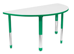 TABLE - CLASSROOM SELECT - HALF ROUND ACTIVITY TABLE - 60 X 30 - SPECIFY PRODUCT HEIGHT - MARKERBOARD - T-MOLD - SPECIFY TOP COLOR - SPECIFY EDGE COLOR - SPECIFY LEG COLOR - NEOCLASS