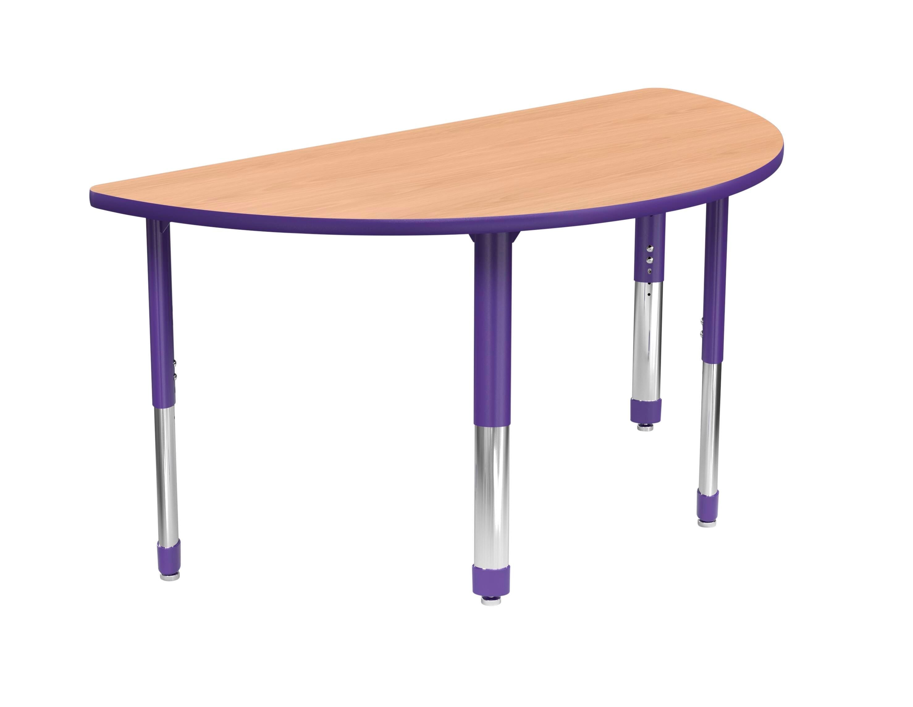 TABLE - CLASSROOM SELECT - HALF ROUND ACTIVITY TABLE - 60 X 30 - SPECIFY PRODUCT HEIGHT - LAMINATE - T-MOLD - SPECIFY TOP COLOR - SPECIFY EDGE COLOR - SPECIFY LEG COLOR - NEOCLASS