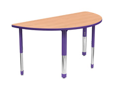 TABLE - CLASSROOM SELECT - HALF ROUND ACTIVITY TABLE - 60 X 30 - SPECIFY PRODUCT HEIGHT - LAMINATE - T-MOLD - SPECIFY TOP COLOR - SPECIFY EDGE COLOR - SPECIFY LEG COLOR - NEOCLASS