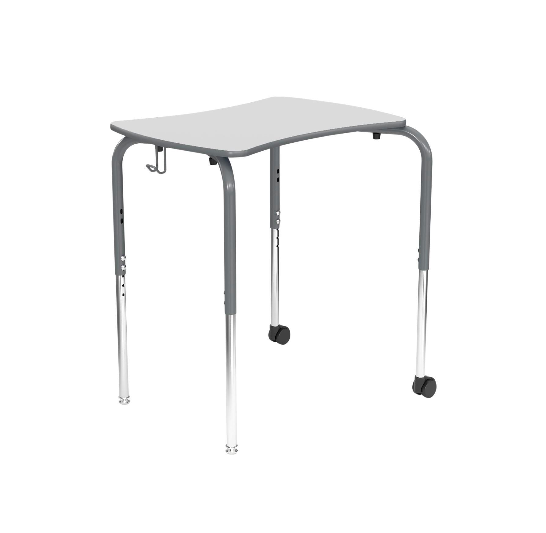 DESK - CLASSROOM SELECT - INSPO STACKING STUDY TOP - 26X20 BOWTIE - TITANIUM FRAME - 22-1/2-31-1/2 INCH ADJ HEIGHT - MARKERBOARD - SPECIFY TOP COLOR - PAINTED - SPECIFY EDGE COLOR - GLIDE