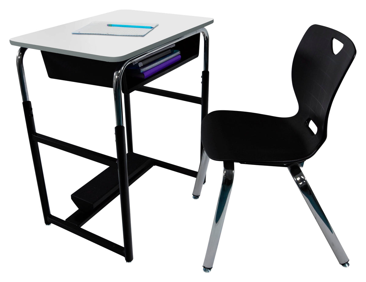 DESK - CLASSROOM SELECT - ROYAL SEATING 1600 SWITCH SIT OR STAND DESK - 26 W X 20 D - MARKERBOARD - PAINTED - SPECIFY TOP COLOR - SPECIFY EDGE COLOR - SPECIFY BOOKBOX TYPE - YES