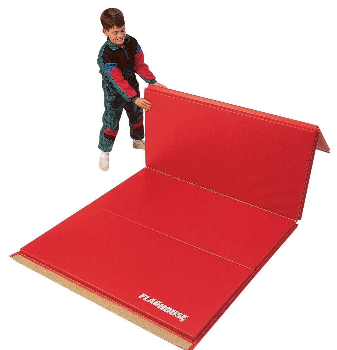 FLAGHOUSE - DELUXE 2 FOOT FOLDING PANELS 1-3/8 INCH THICK CROSS-LINK POLYETHYLENE MAT - 4 SIDE HOOK AND LOOP - 5 FT X 10 FT - SPECIFY MAT COLOR 1 - SPECIFY MAT COLOR 2