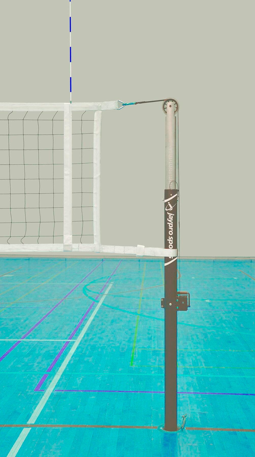 JAYPRO - FEATHERLITE VOLLEYBALL 3 IN NET SYSTEM - SPECIFY PAD COLOR - 3 IN