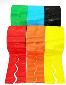 SCO CORRUGATED DECORATIVE BORDER ROLL SCOLLOPED 57MMX15M ASSORTED 6PCS -Min Qty 1