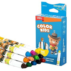 DELI CRAYON GEL ROUND BARREL 12 COLORS