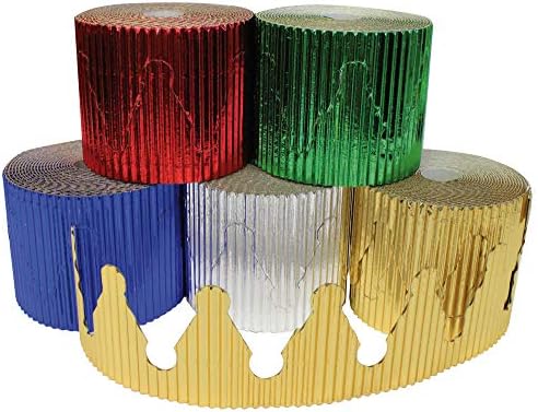 SCO CORRUGATED DECORATIVE BORDER ROLL 80MMX10M CROWN DESIGN ASSORTED 5PCS -Min Qty 1