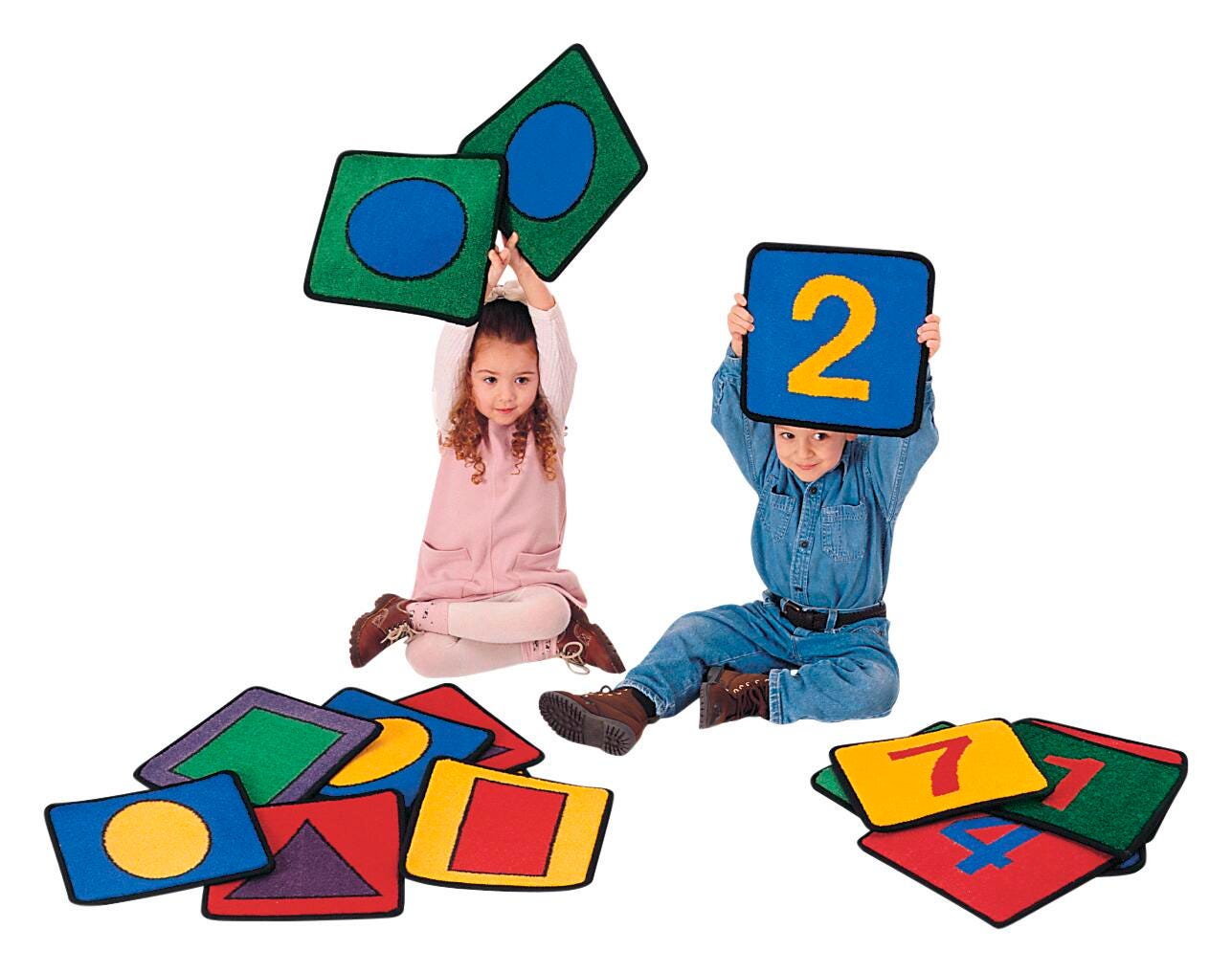 CARPETS FOR KIDS KIDSVALUE PLUS SHAPES AND NUMBERS - 12-INCH SQUARES - SET OF 20