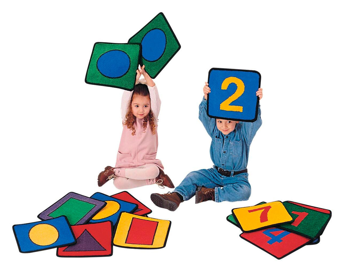 CARPETS FOR KIDS KIDSVALUE PLUS SHAPES AND NUMBERS - 12-INCH SQUARES - SET OF 20